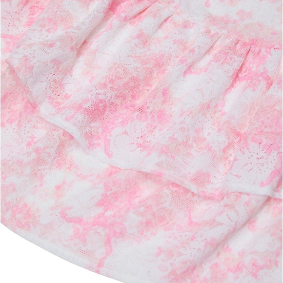 🎀PINK x LoveShackFancy Strapless Lace Mini Dress Ruffles Charlamagne Harbor Pink - Picture 3 of 14